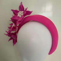 pink headband with pink flowers